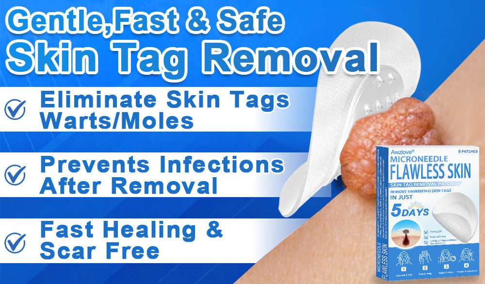 📌 Awzlove® 2-in-1 Microneedle & Hydrocolloid Patch | Raised Moles,Acne,  Flat Warts & Skin Tags Remover | Improves Wrinkles, Scars & Blemishes | Invisible Star Pimple Patches for Face & Body | 🎁
