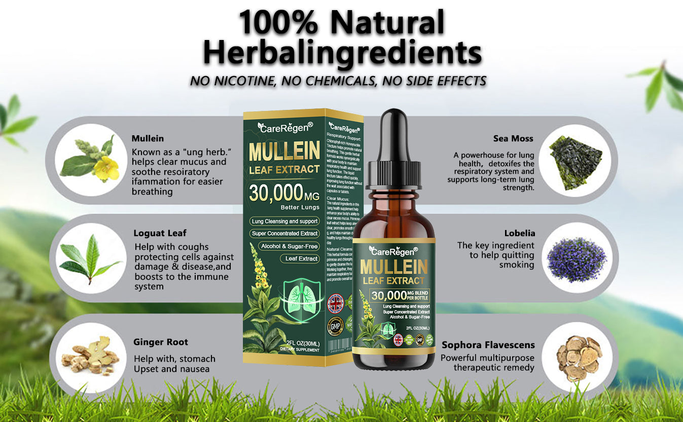 𝗢𝗳𝗳𝗶𝗰𝗶𝗮𝗹 𝗦𝘁𝗼𝗿𝗲:CareRegen® 𝗢𝗿𝗴𝗮𝗻𝗶𝗰 𝗟𝘂𝗻𝗴 𝗖𝗹𝗲𝗮𝗻𝘀𝗶𝗻𝗴 𝗠𝘂𝗹𝗹𝗲𝗶𝗻 𝗟𝗲𝗮𝗳 𝗘𝘅𝘁𝗿𝗮𝗰𝘁 𝗗𝗿𝗼𝗽𝘀 𝐂𝐥𝐢𝐧𝐢𝐜𝐚𝐥𝐥𝐲 𝐩𝐫𝐨𝐯𝐞𝐧, 𝐡𝐢𝐠𝐡𝐥𝐲 𝐜𝐨𝐧𝐜𝐞𝐧𝐭𝐫𝐚𝐭𝐞𝐝 𝐟𝐨𝐫𝐦𝐮𝐥𝐚 𝐭𝐡𝐚𝐭 𝐫𝐞𝐥𝐢𝐞𝐯𝐞𝐬 𝐜𝐨𝐮𝐠𝐡, 𝐩𝐡𝐥𝐞𝐠𝐦, 𝐚𝐬𝐭𝐡𝐦𝐚 & 𝐂𝐎𝐏𝐃 — 𝐛𝐫𝐞𝐚𝐭𝐡𝐞 𝐞𝐚𝐬𝐢𝐞𝐫, 𝐟𝐚𝐬𝐭𝐞𝐫.🎁