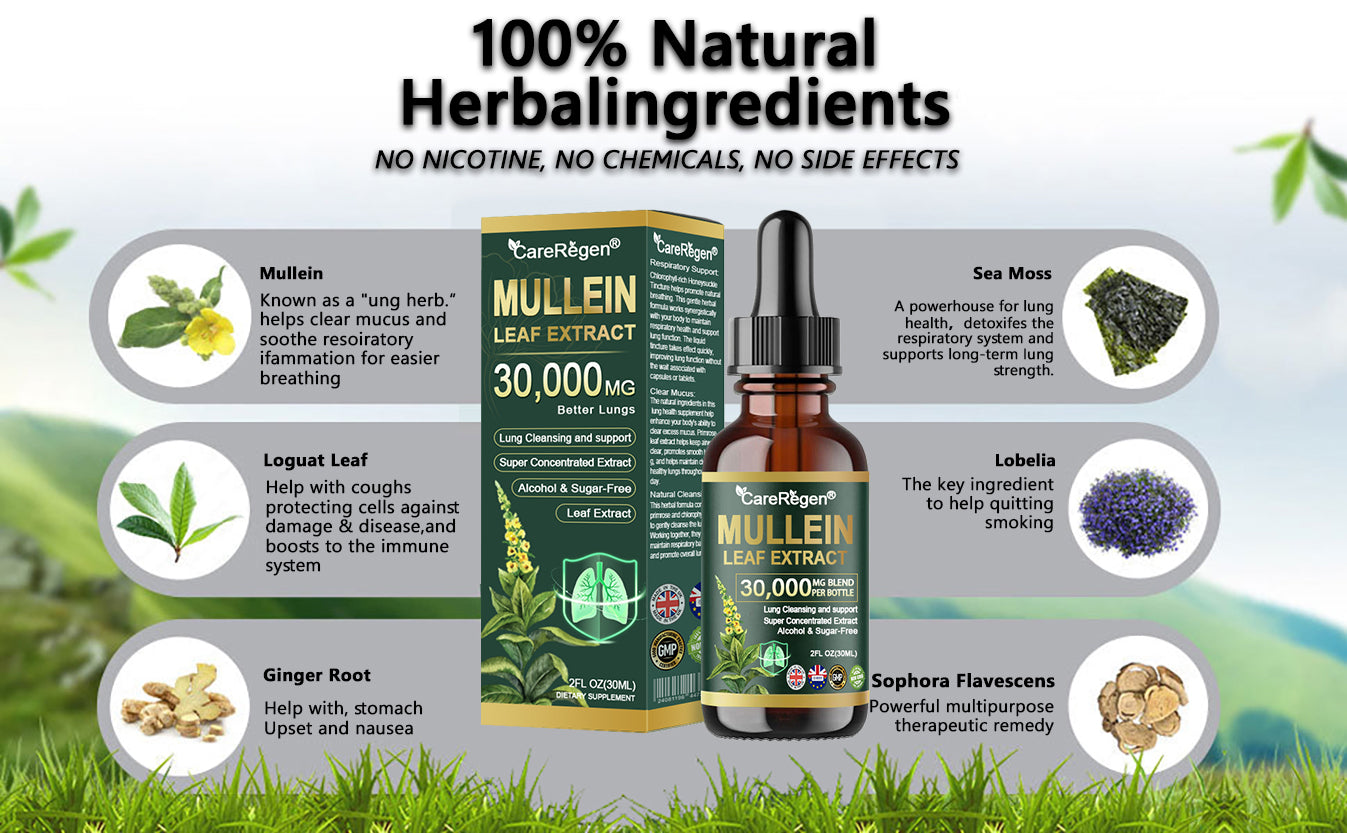 𝗢𝗳𝗳𝗶𝗰𝗶𝗮𝗹 𝗦𝘁𝗼𝗿𝗲:CareRegen® 𝗢𝗿𝗴𝗮𝗻𝗶𝗰 𝗟𝘂𝗻𝗴 𝗖𝗹𝗲𝗮𝗻𝘀𝗶𝗻𝗴 𝗠𝘂𝗹𝗹𝗲𝗶𝗻 𝗟𝗲𝗮𝗳 𝗘𝘅𝘁𝗿𝗮𝗰𝘁 𝗗𝗿𝗼𝗽𝘀 𝐂𝐥𝐢𝐧𝐢𝐜𝐚𝐥𝐥𝐲 𝐩𝐫𝐨𝐯𝐞𝐧, 𝐡𝐢𝐠𝐡𝐥𝐲 𝐜𝐨𝐧𝐜𝐞𝐧𝐭𝐫𝐚𝐭𝐞𝐝 𝐟𝐨𝐫𝐦𝐮𝐥𝐚 𝐭𝐡𝐚𝐭 𝐫𝐞𝐥𝐢𝐞𝐯𝐞𝐬 𝐜𝐨𝐮𝐠𝐡, 𝐩𝐡𝐥𝐞𝐠𝐦, 𝐚𝐬𝐭𝐡𝐦𝐚 & 𝐂𝐎𝐏𝐃 — 𝐛𝐫𝐞𝐚𝐭𝐡𝐞 𝐞𝐚𝐬𝐢𝐞𝐫, 𝐟𝐚𝐬𝐭𝐞𝐫.🌱🌬️