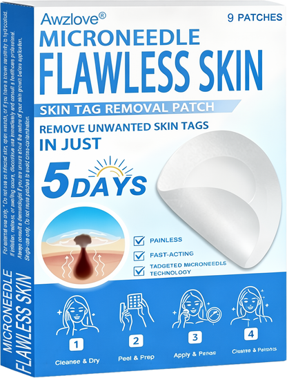 📌 Awzlove® 2-in-1 Microneedle & Hydrocolloid Patch | Raised Moles,Acne,  Flat Warts & Skin Tags Remover | Improves Wrinkles, Scars & Blemishes | Invisible Star Pimple Patches for Face & Body | 🎁